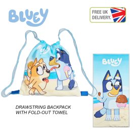BLUEY FOLD-OUT TOWEL BACKPACK DRAWSTRING GYM SCHOOL BEACH BAG BLUEY FOLD-OUT TOWEL BACKPACK DRAWSTRING GYM SCHOOL BEACH BAG