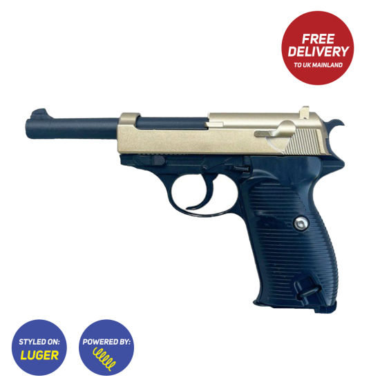 Galaxy G21 Luger Metal Pistol Spring BB Gun Gold - Click Image to Close