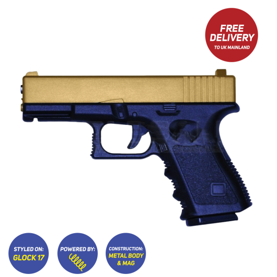 Gold G15 Metal BB Hand Gun Glock 19 Pistol - Click Image to Close