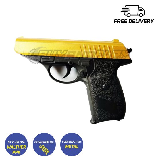 Gold G3 Walther PPK James Bond style Metal BB Gun - Click Image to Close