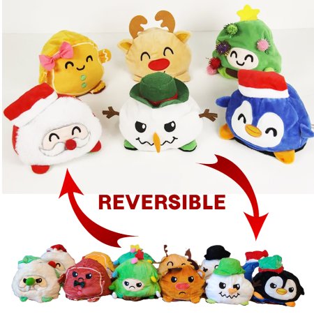 Reversible Christmas Soft Cuddly Gift Plush Toy - 6 Designs