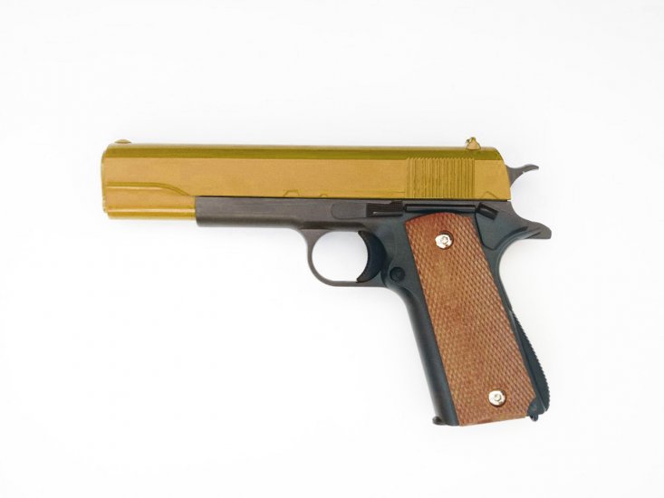 Gold Galaxy G13 1911 Metal Spring Pistol Large BB Hand Gun - Click Image to Close