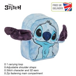 DISNEY STITCH BLUE SOFT FAUX FUR MINI BACKPACK 3D EAR BAG DISNEY STITCH BLUE SOFT FAUX FUR MINI BACKPACK 3D EAR BAG